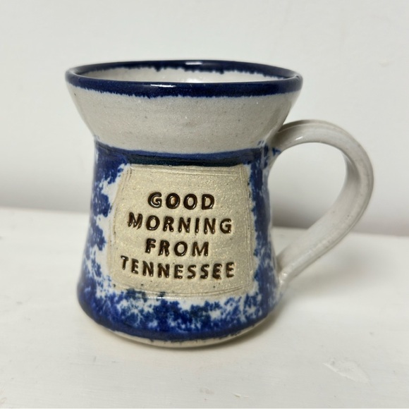 Other - Good Morning from Tennessee" mug handmade stoneware with blue speckled design.